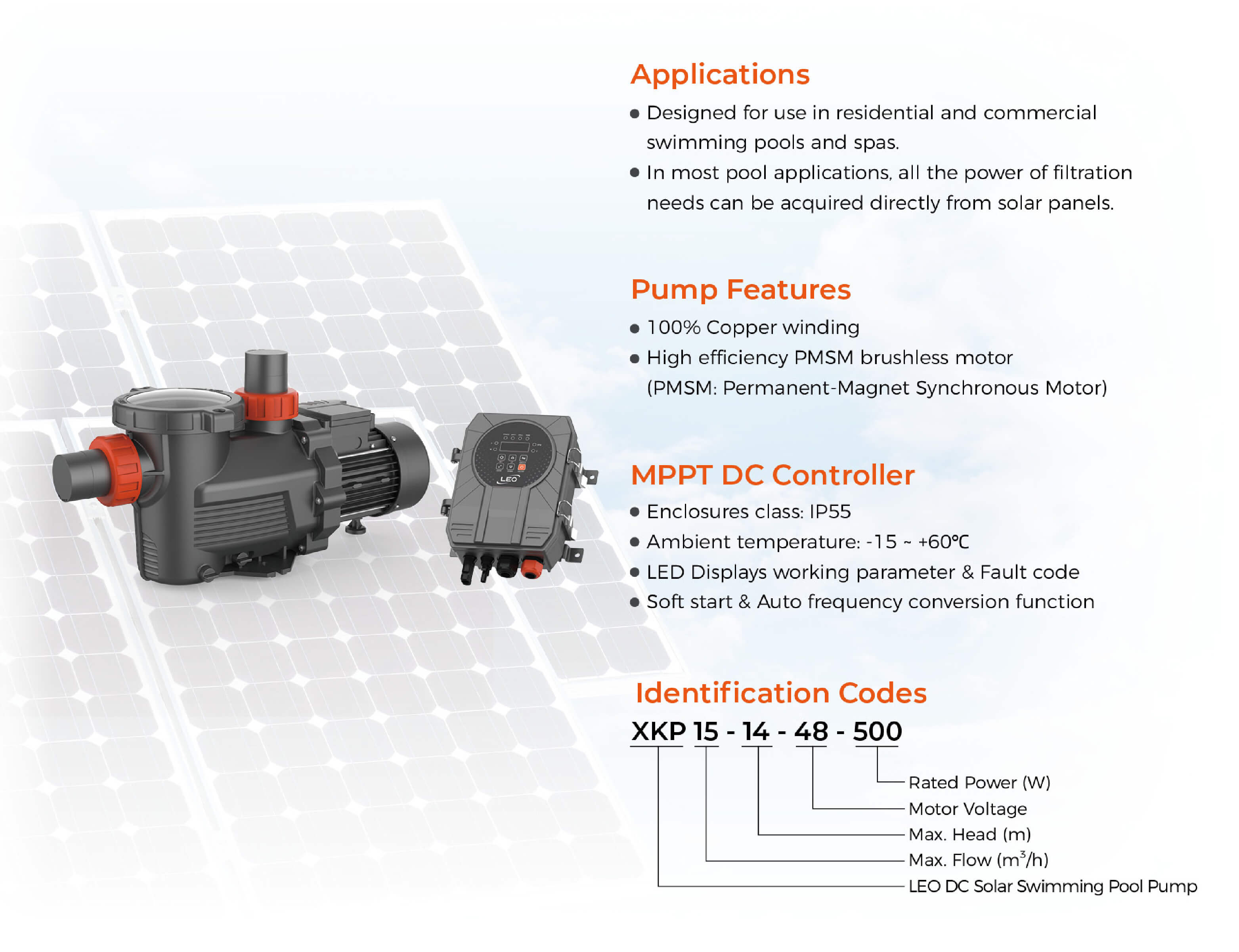XKP DC Solar Swimming Pool Pump Features