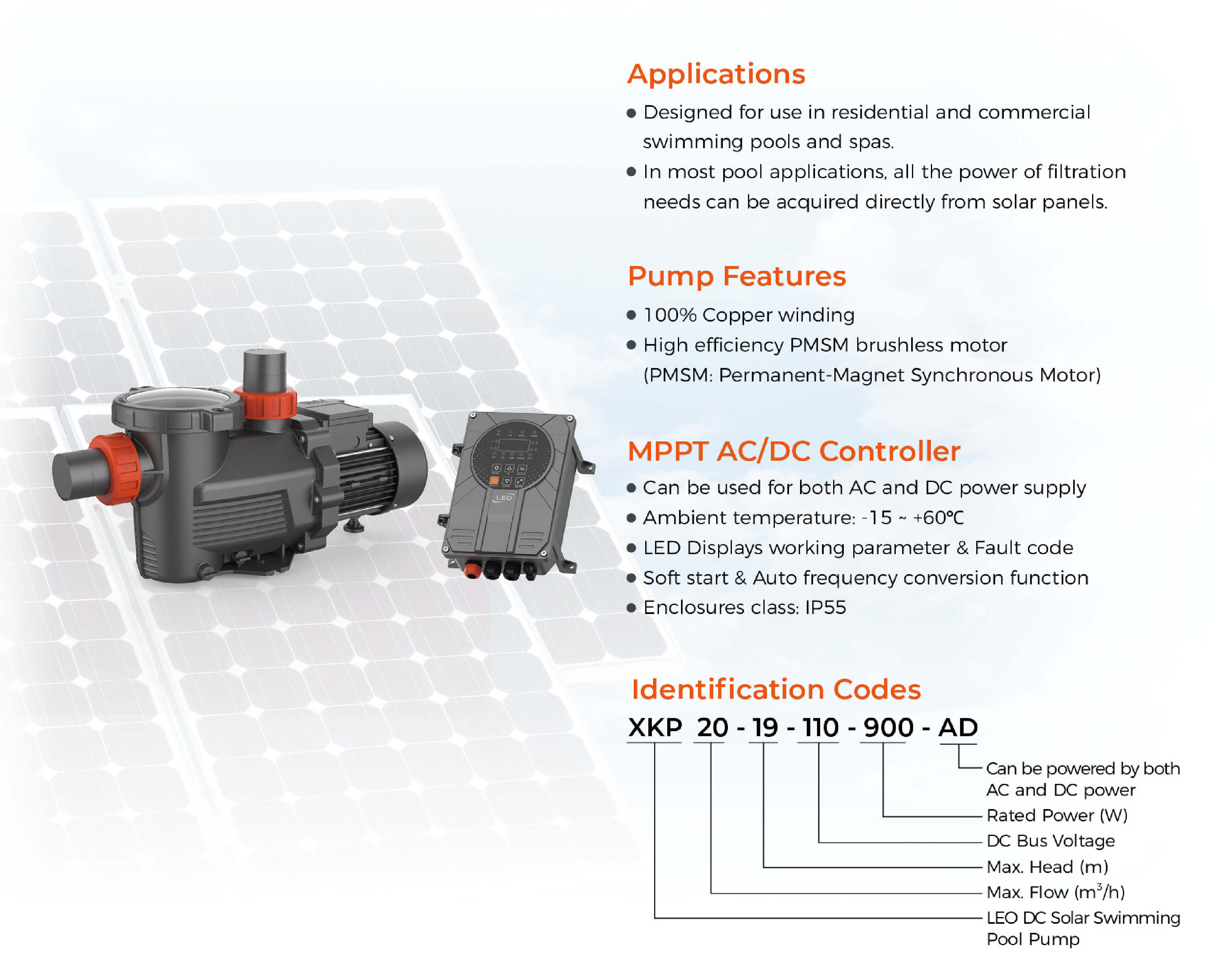 XKP Hybrid AC/DC Solar Swimming Pool Pump Features