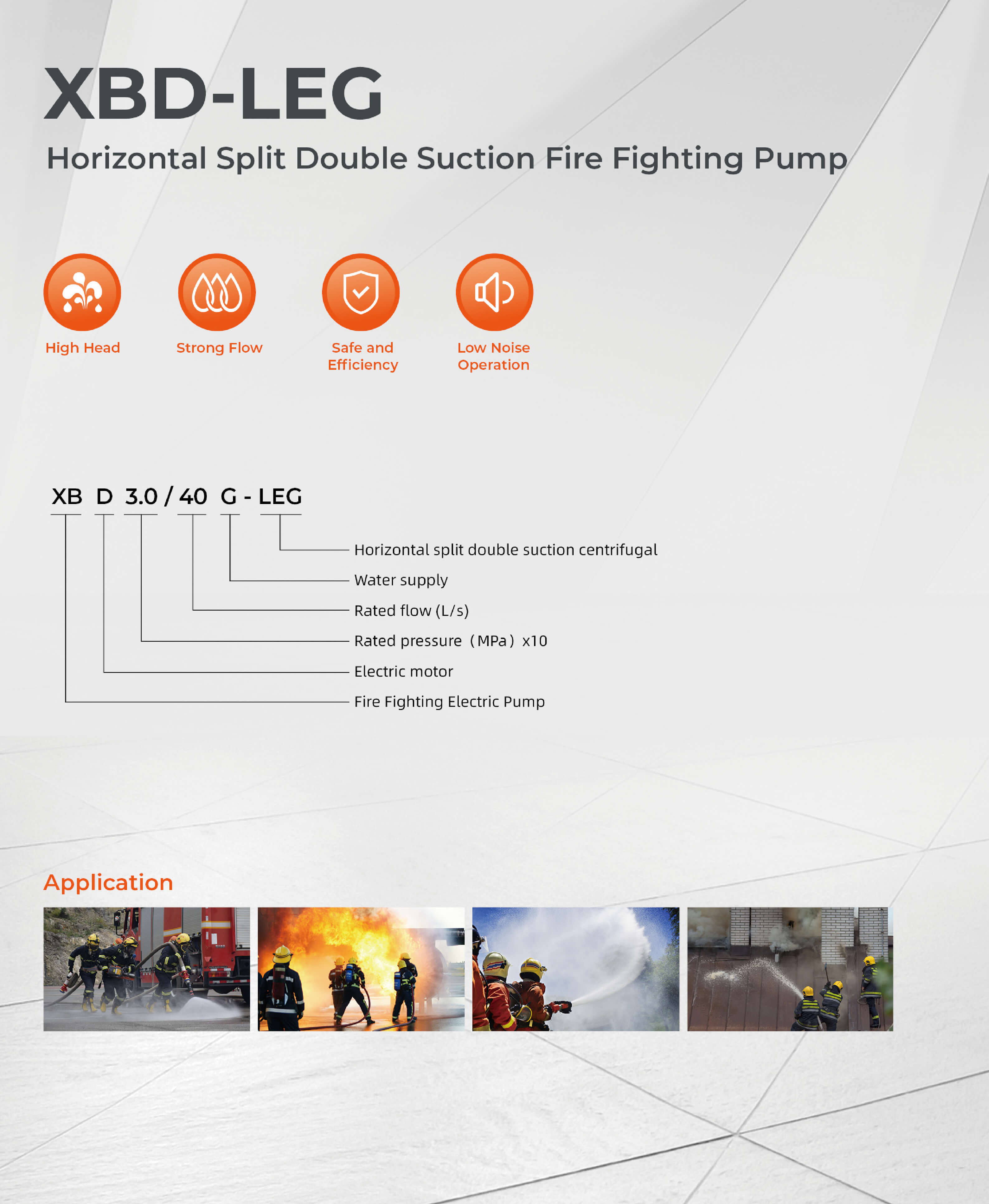 XBD-LEG Horizontal Split Double Suction Fire Fighting Pump Features