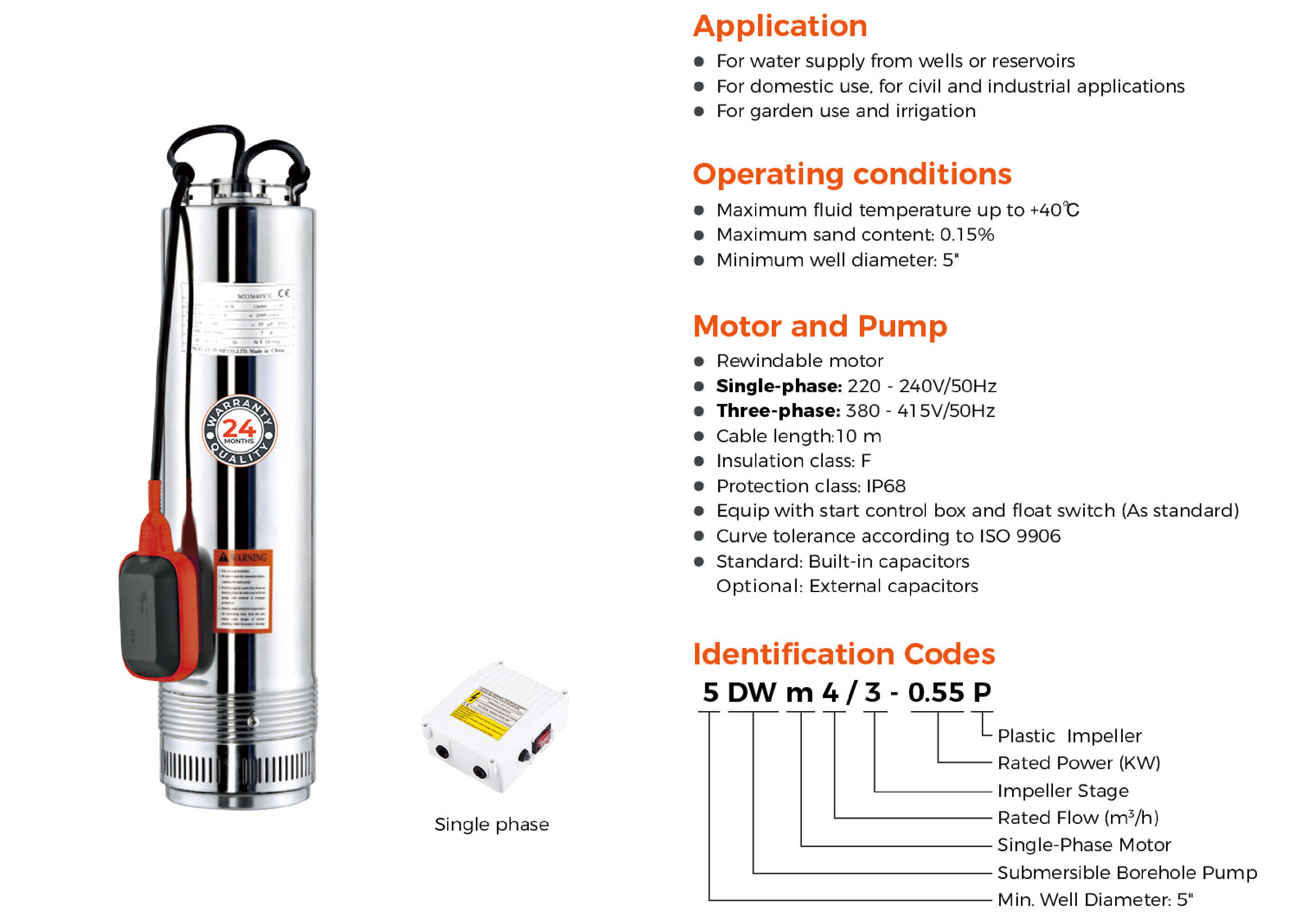 5DW Submersible Borehole Pump Features