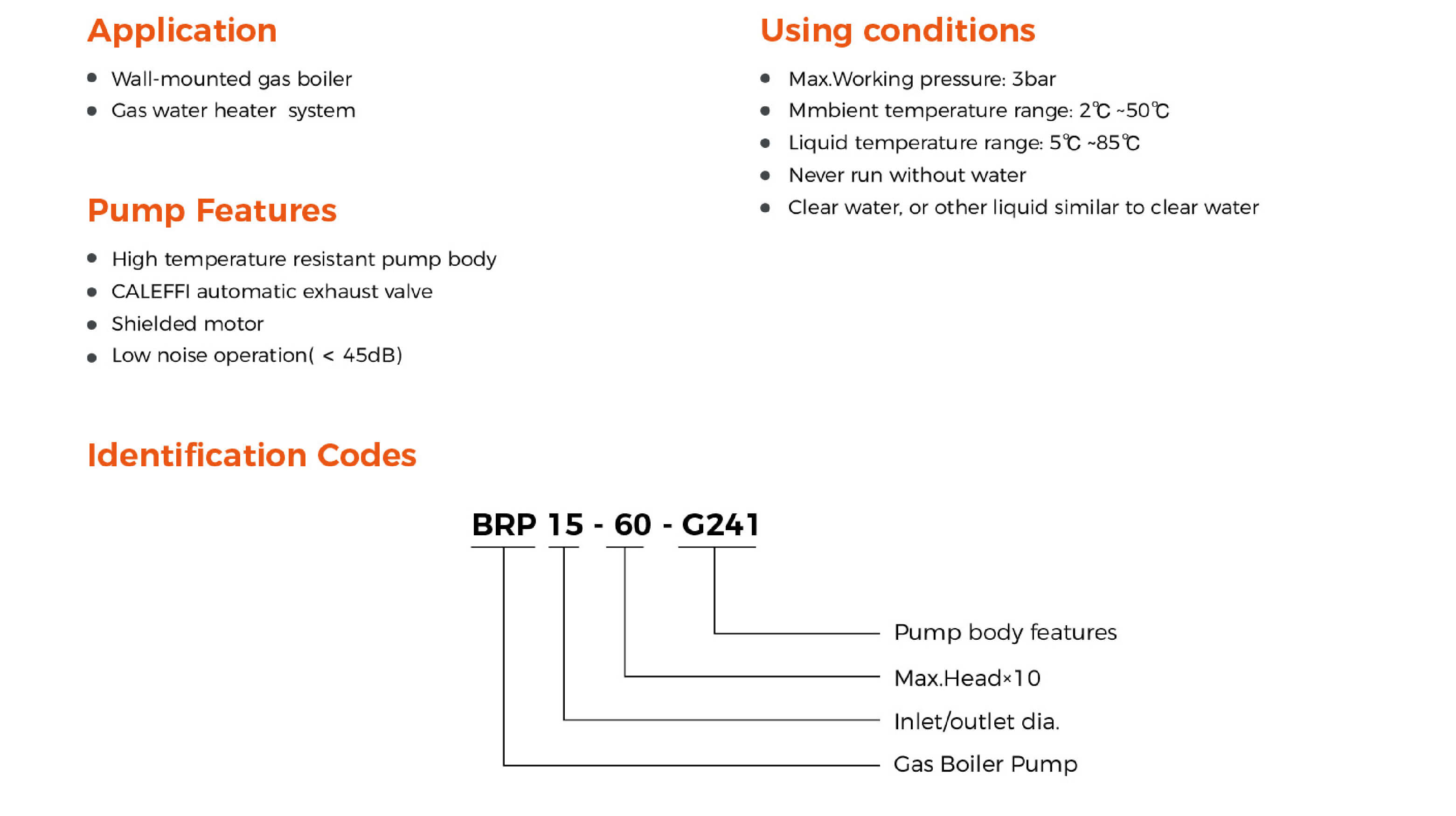 BRP Wall-Mounted Gas Boiler Pump Features