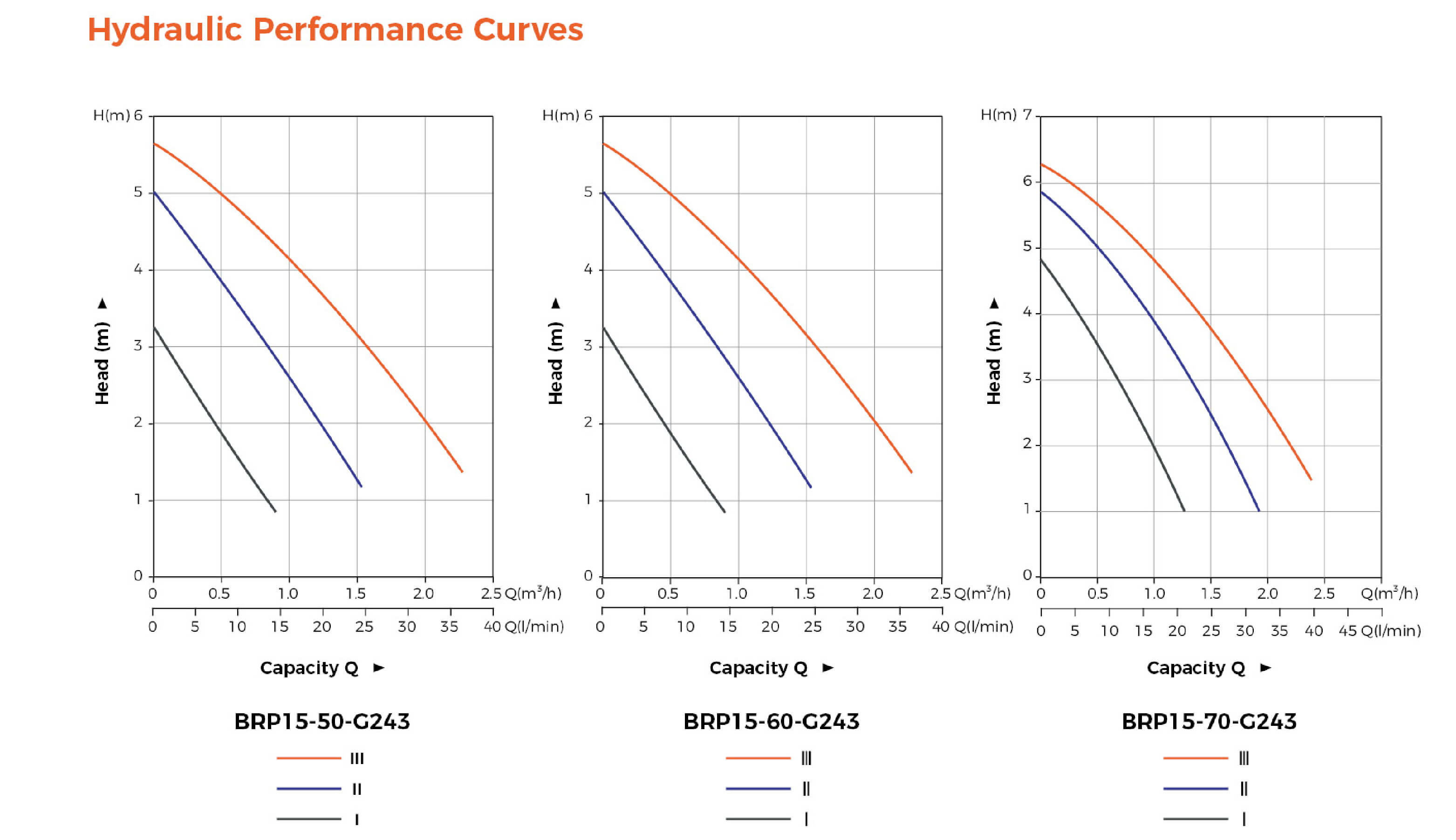 BRP Wall-Mounted Gas Boiler Pump G243 Hydraulic Performance Curves