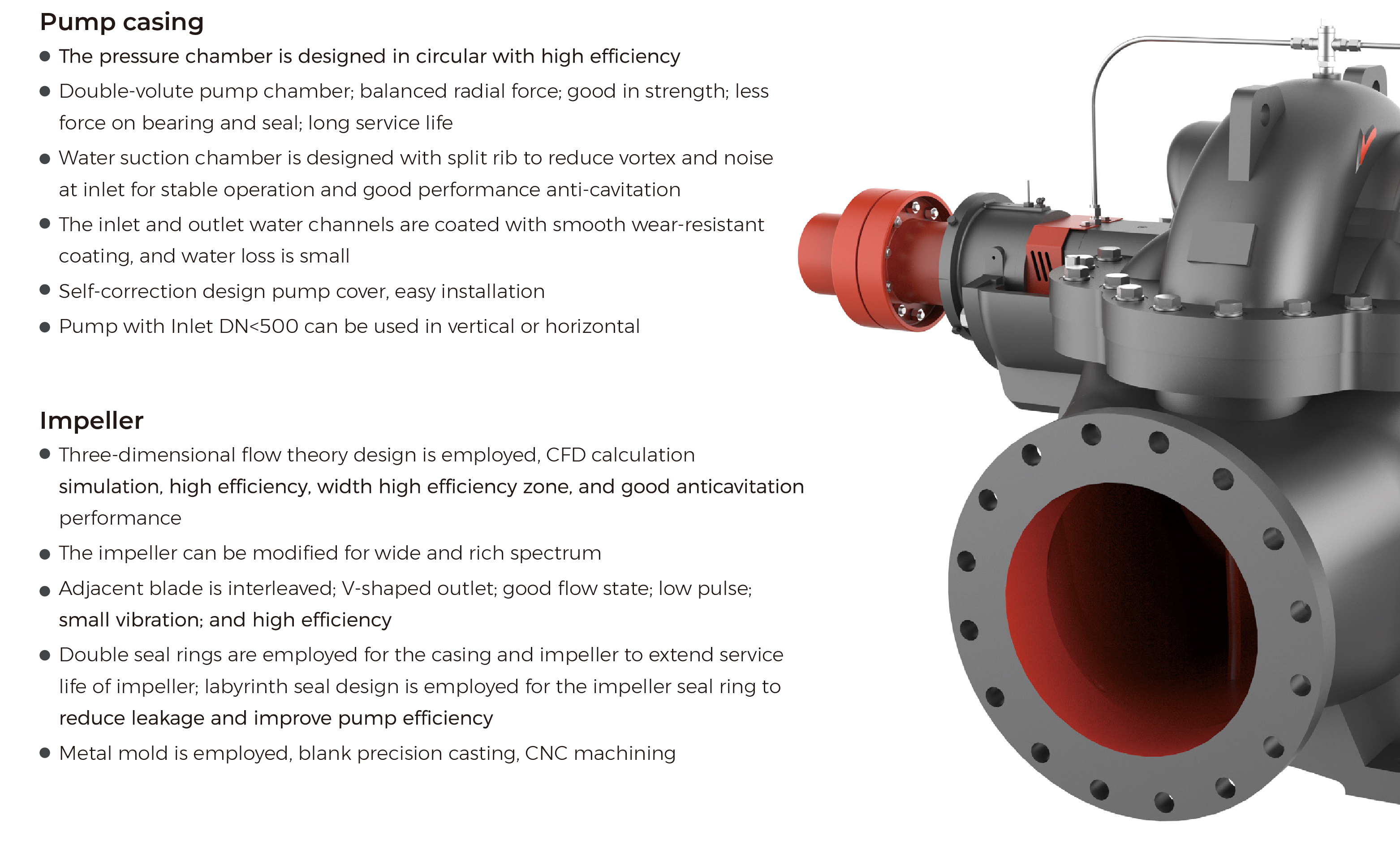 GSX High Efficiency Single-stage Double-suction Centrifugal Pump Structure Features-2